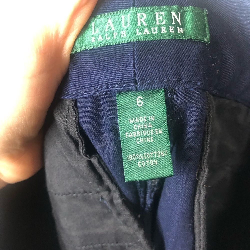 Lauren Ralph Lauren Navy Khaki Shorts Gold Buttons - Picture 8 of 8